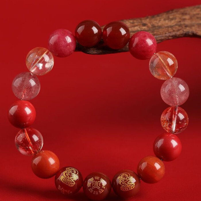 Natural crystal multi-treasure God of Wealth bracelet.