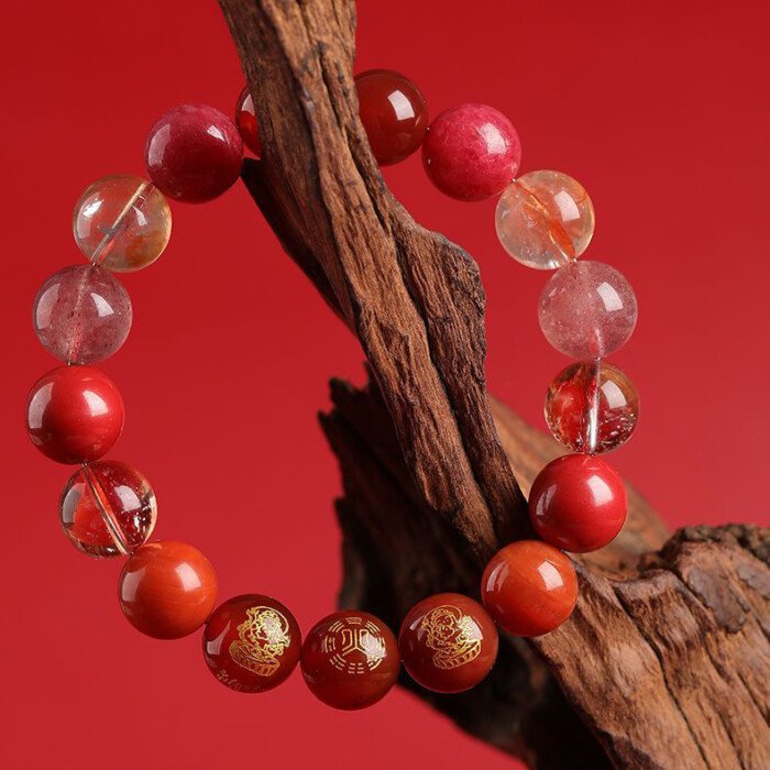 Natural crystal multi-treasure God of Wealth bracelet.
