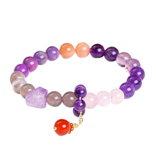 Natural Nine Purple Li Fire Multi-Treasure Crystal Bracelet.