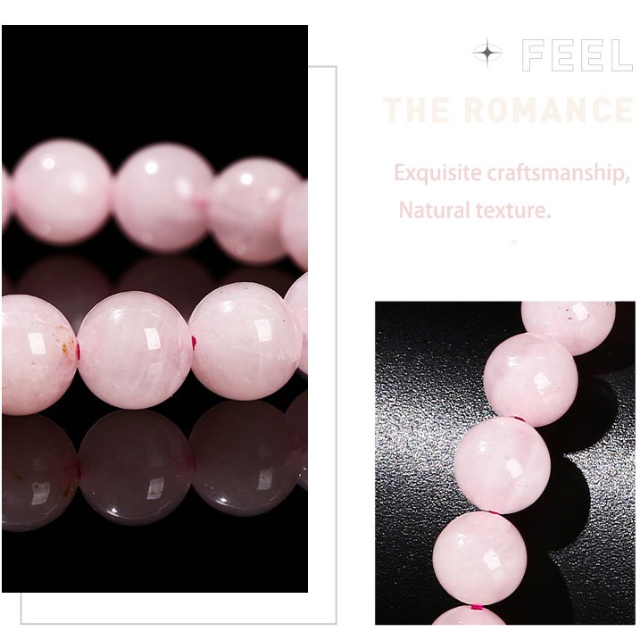 Lively Natural full-fleshed rose quartz bracelet. - taoistcrystal.com Lively Natural full-fleshed rose quartz bracelet.