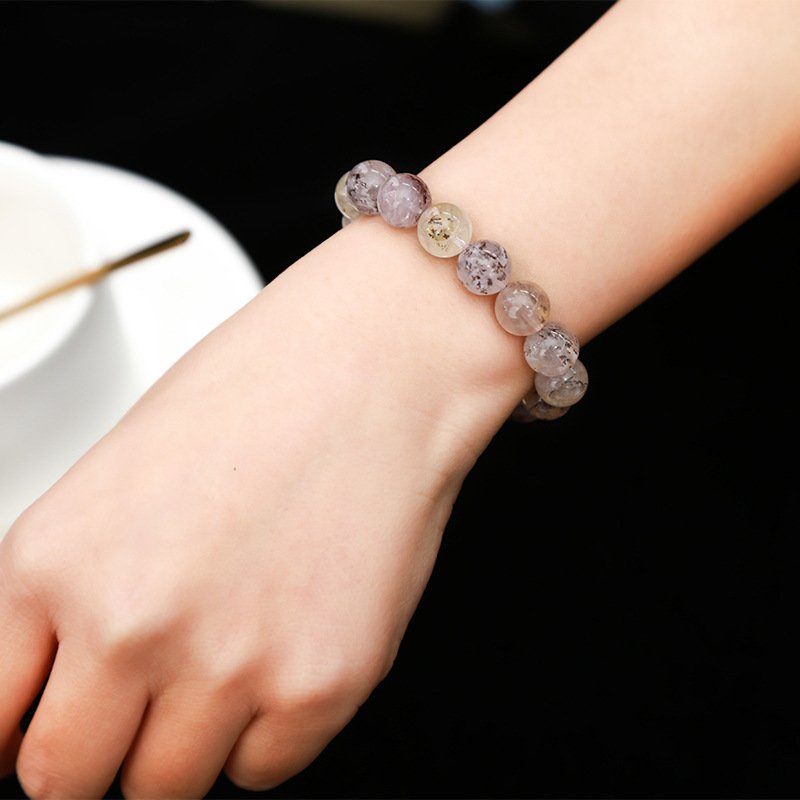Natural small tree flower agate crystal bracelet, single-loop round bead hand jewelry. - taoistcrystal.com Natural small tree flower agate crystal bracelet, single-loop round bead hand jewelry.