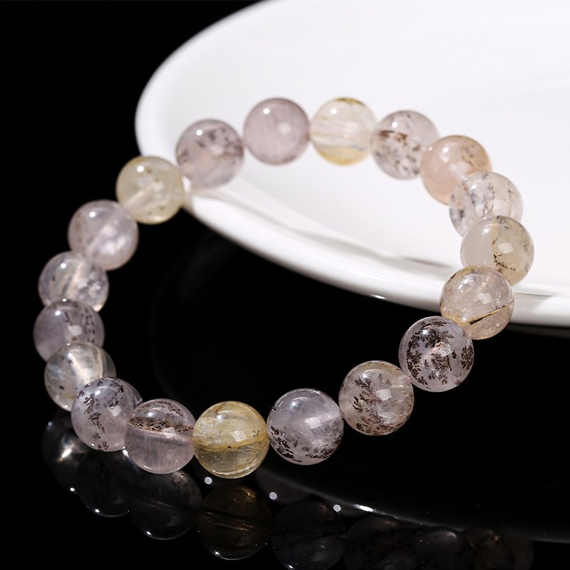Natural small tree flower agate crystal bracelet, single-loop round bead hand jewelry. - taoistcrystal.com Natural small tree flower agate crystal bracelet, single-loop round bead hand jewelry.