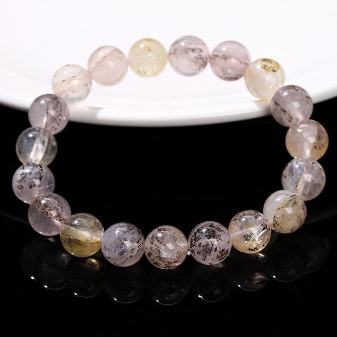Natural small tree flower agate crystal bracelet, single-loop round bead hand jewelry. - taoistcrystal.com Natural small tree flower agate crystal bracelet, single-loop round bead hand jewelry.