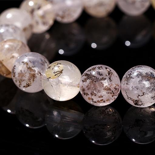 Natural small tree flower agate crystal bracelet, single-loop round bead hand jewelry. - taoistcrystal.com Natural small tree flower agate crystal bracelet, single-loop round bead hand jewelry.