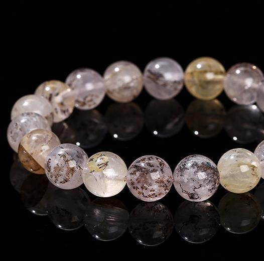 Natural small tree flower agate crystal bracelet, single-loop round bead hand jewelry. - taoistcrystal.com Natural small tree flower agate crystal bracelet, single-loop round bead hand jewelry.