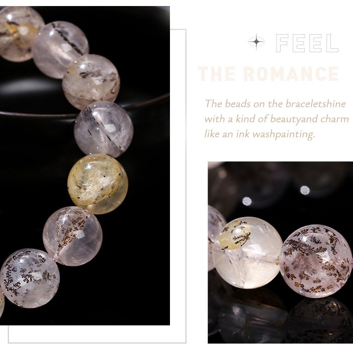 Natural small tree flower agate crystal bracelet, single-loop round bead hand jewelry. - taoistcrystal.com Natural small tree flower agate crystal bracelet, single-loop round bead hand jewelry.