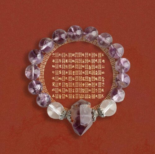Natural amethyst Azeztulite crystal single-circle bracelet and hand string jewelry gift.