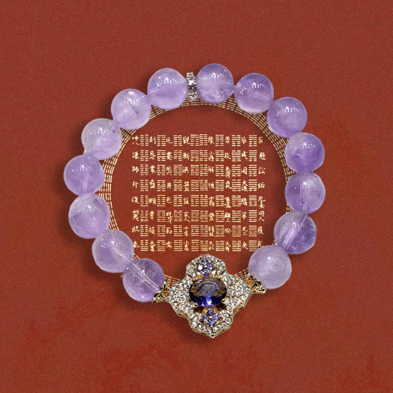 Natural Lavender Amethyst with Gemstone Strand for Good Fortune