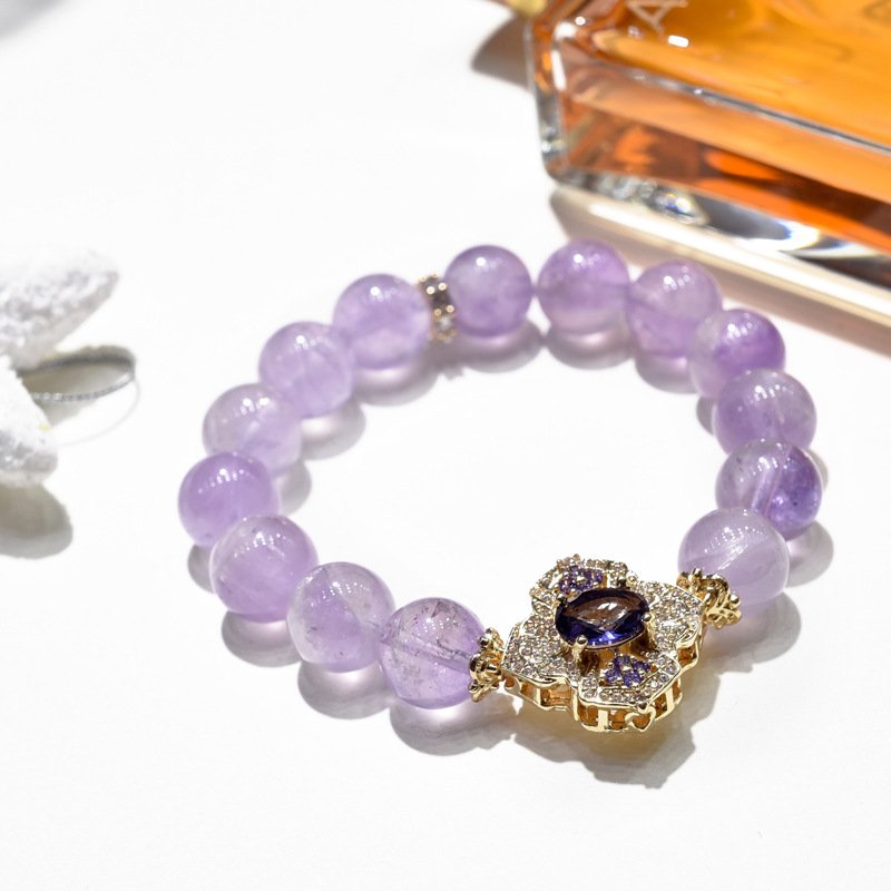 Natural Lavender Amethyst with Gemstone Strand for Good Fortune - taoistcrystal.com Natural Lavender Amethyst with Gemstone Strand for Good Fortune