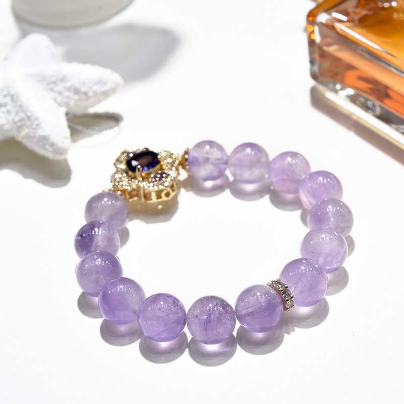 Natural Lavender Amethyst with Gemstone Strand for Good Fortune - taoistcrystal.com Natural Lavender Amethyst with Gemstone Strand for Good Fortune