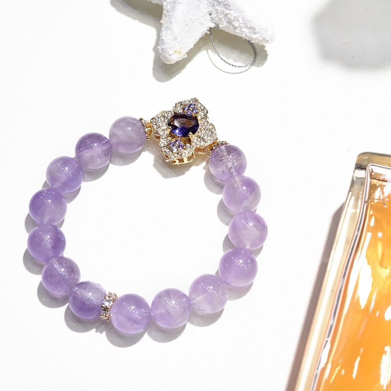 Natural Lavender Amethyst with Gemstone Strand for Good Fortune - taoistcrystal.com Natural Lavender Amethyst with Gemstone Strand for Good Fortune