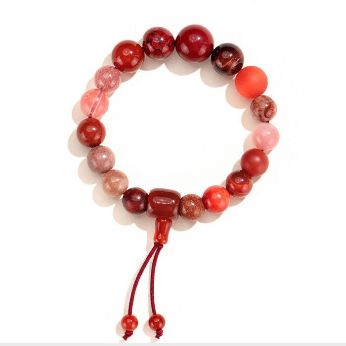 The natural multi-treasure crystal bead string for remedying the lack of the Fire element and changing fortune.