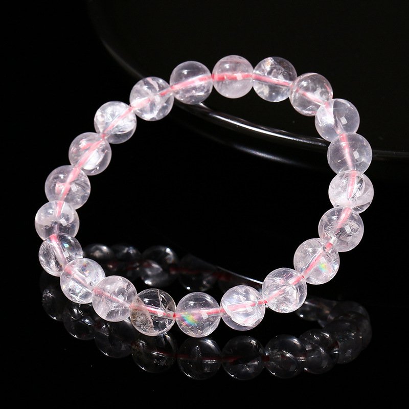 Natural pink Azeztulite crystal bracelet with seven-color starlight. - taoistcrystal.com Natural pink Azeztulite crystal bracelet with seven-color starlight.