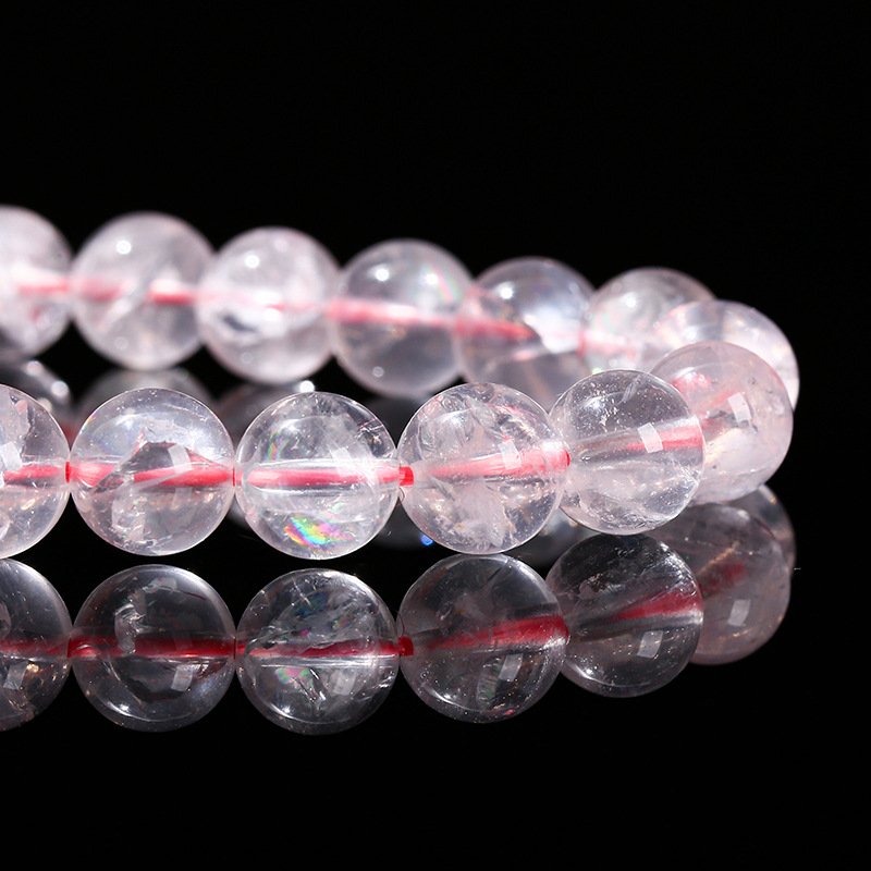 Natural pink Azeztulite crystal bracelet with seven-color starlight. - taoistcrystal.com Natural pink Azeztulite crystal bracelet with seven-color starlight.