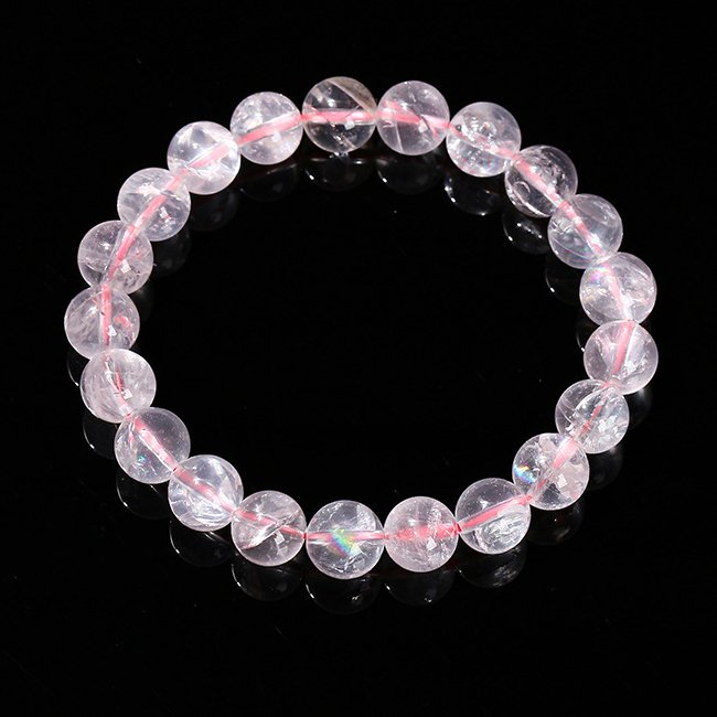Natural pink Azeztulite crystal bracelet with seven-color starlight. - taoistcrystal.com Natural pink Azeztulite crystal bracelet with seven-color starlight.
