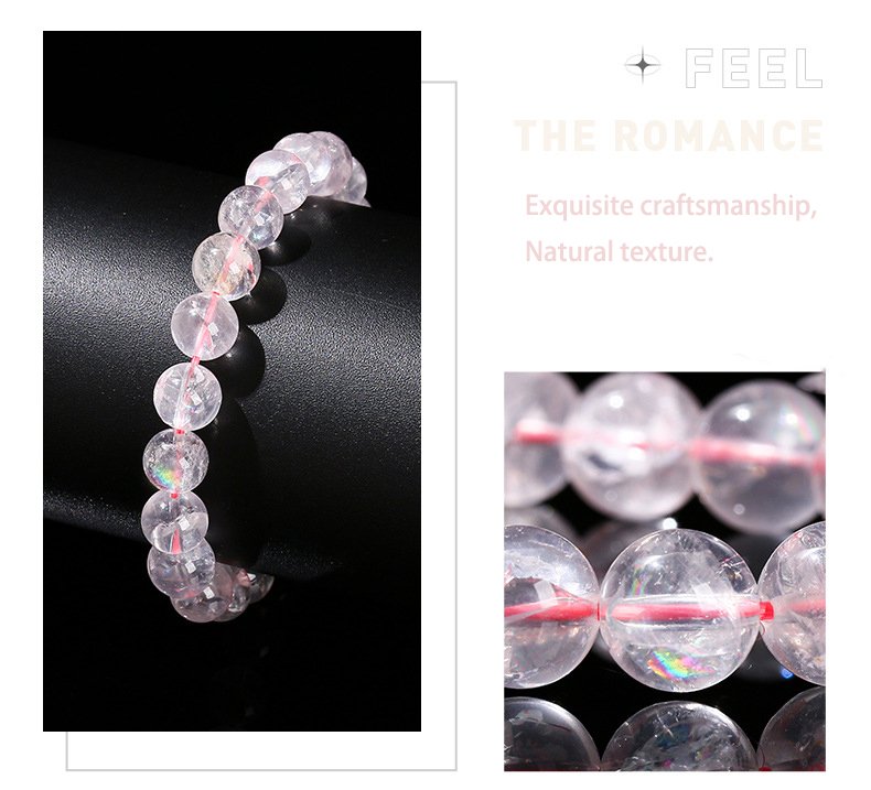 Natural pink Azeztulite crystal bracelet with seven-color starlight. - taoistcrystal.com Natural pink Azeztulite crystal bracelet with seven-color starlight.