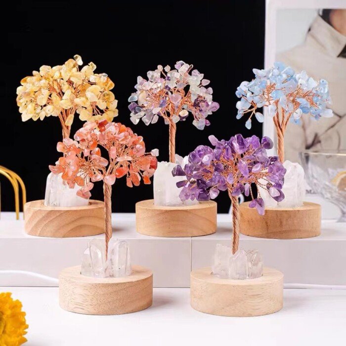 Crystal Money – Making Tree with White Crystal Column Night Light – Help you think clearly and make wise decisions