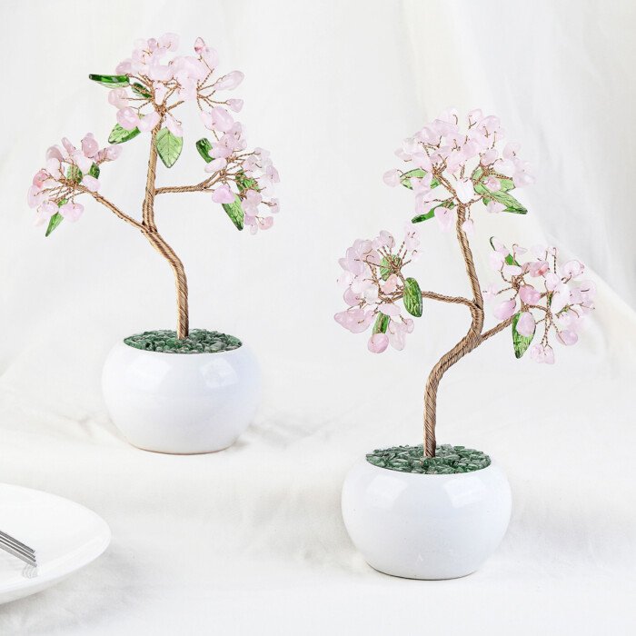 Creative money – making crystal tree with Czech glass leaves, paired with a ceramic flower pot base – Inspire creativity and enliven your thinking