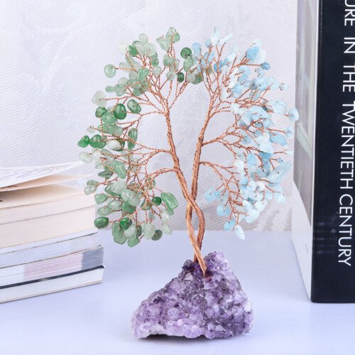 Crystal Unity Tree with Natural Amethyst Raw Ore Base – Make wishes that gather powerful energy and come true