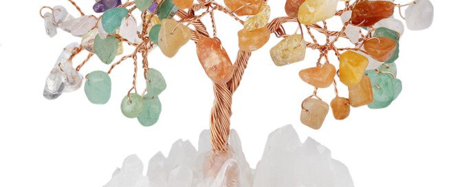 Crystal Wish – making Tree with White Crystal Cluster Base (Life Tree) – Help you be keenly perceptive in competition
