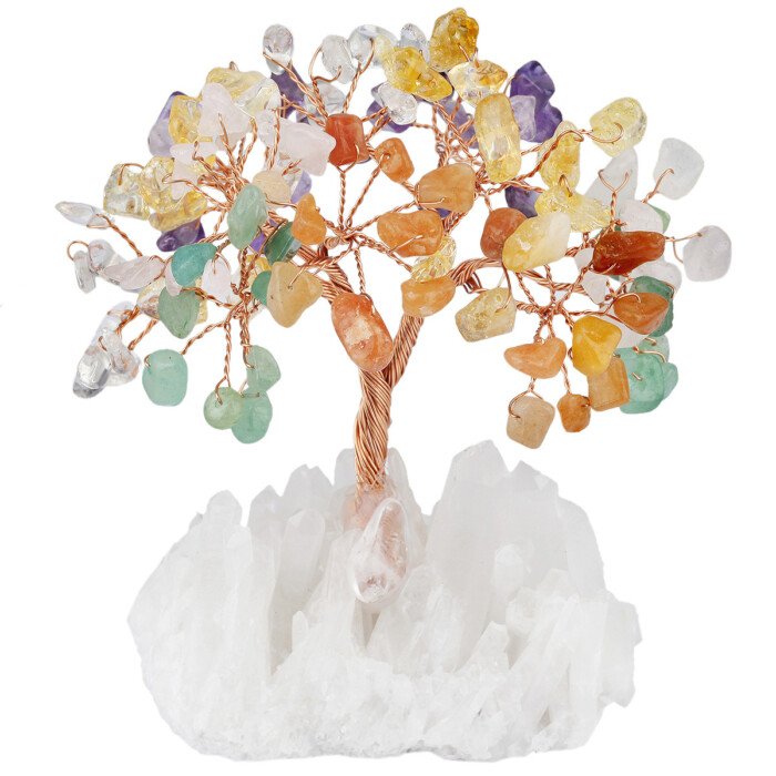 Crystal Wish – making Tree with White Crystal Cluster Base (Life Tree) – Help you be keenly perceptive in competition