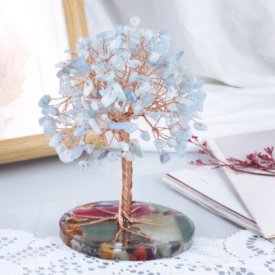 Colored Agate Slice Crystal Tree Decoration – Enhance Your Space with Natural Beauty
