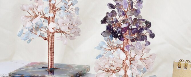 Creative Crystal Leaf Tree Colorful Agate Pieces and Resin Base