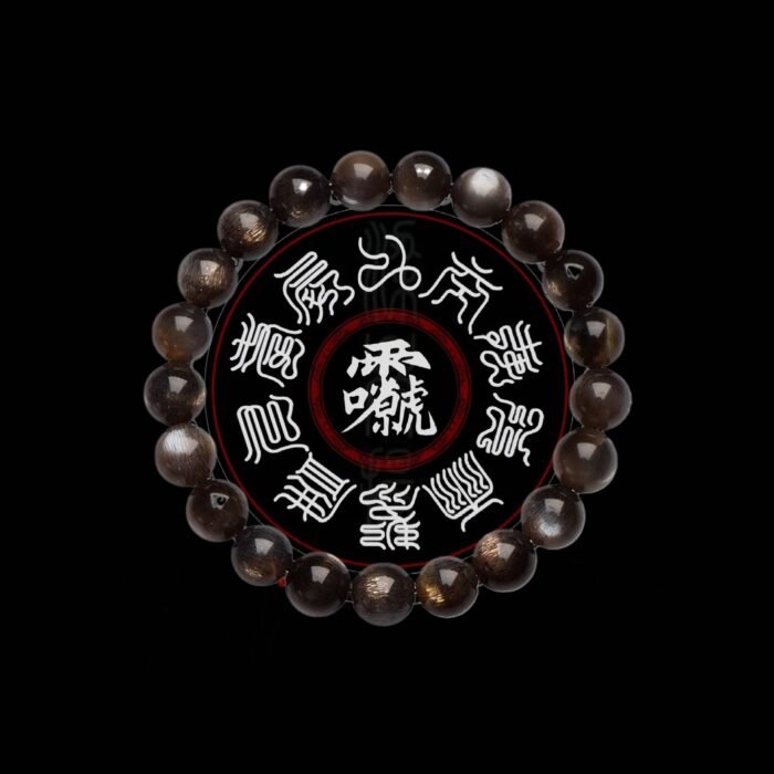 Black gold skeletal round bead crystal single-loop bracelet.
