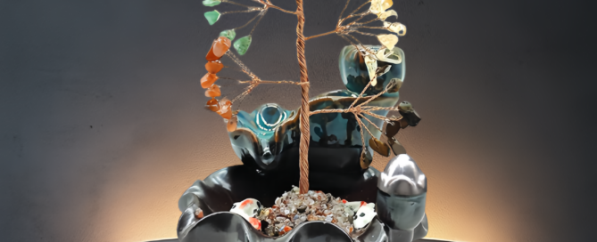Multicolored Crystal Tree Incense Burner Decoration and Crystal Money – Shaking Tree Decoration – Create a powerful protective aura in the space