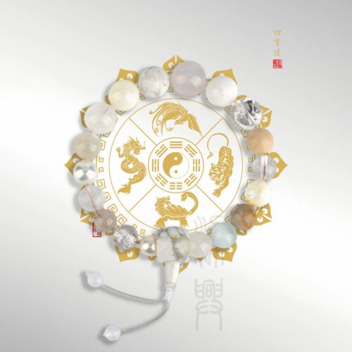 Chinese – style 18 – bead multi – gemstone handheld bead string and bracelet for supplementing the metal element when it is lacking.