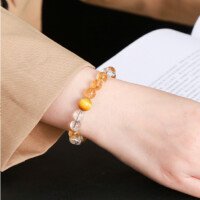 Natural Yellow and White Crystal Tiger Eye Stone Bracelet