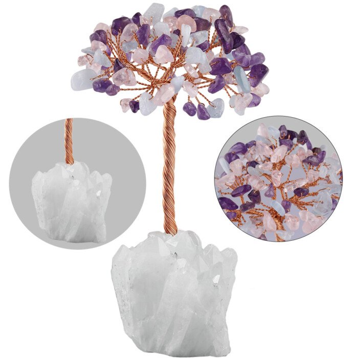 Crystal Wish – making Tree with White Crystal Cluster Base (Life Tree) – Help you be keenly perceptive in competition