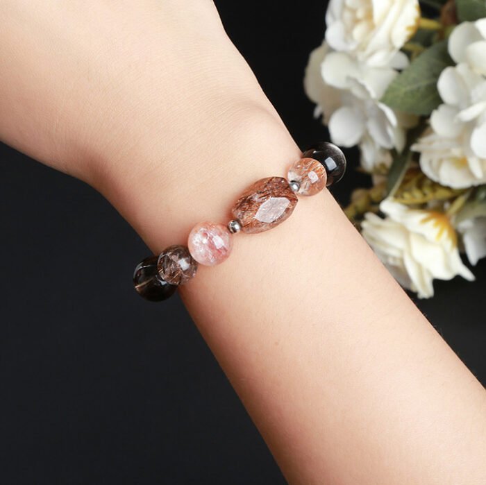 7A natural black gold Super Seven multi-circle bracelet.