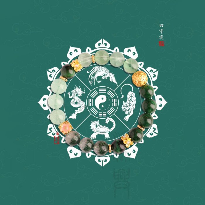 Lady’s Green Phantom “Road to Wealth” Crystal Bead Bracelet with Strawberry Quartz, an Accessory for Complementing the Wood Element