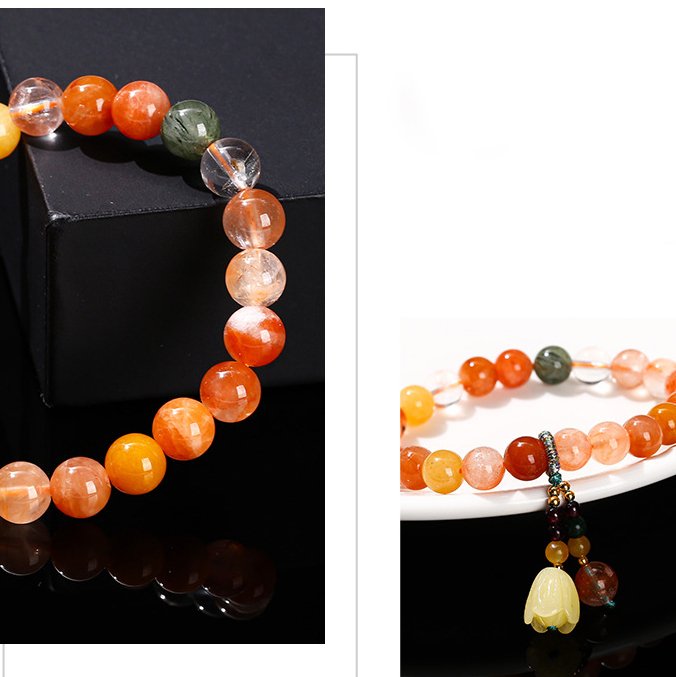 Natural Fluorite, Rhodochrosite and Green Aventurine amber tulip bracelet. - taoistcrystal.com Natural Fluorite, Rhodochrosite and Green Aventurine amber tulip bracelet.