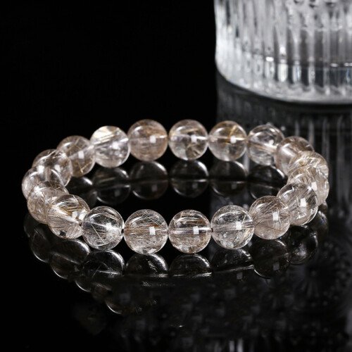 7A Natural Ice-clear Silver Hair Crystal Bracelet
