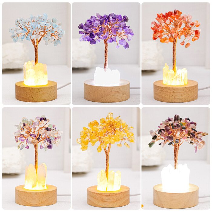 Crystal Money – Making Tree with White Crystal Column Night Light – Help you think clearly and make wise decisions