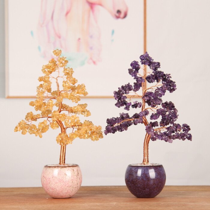 Handmade Marriage – Wishing Crystal Tree with Dragon – Basin Base (Money – Shaking Tree) – Protect your body and mind from intrusion