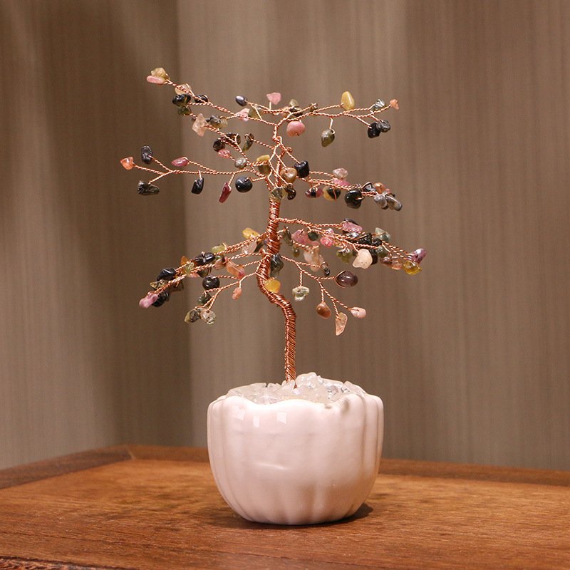 Natural Tourmaline Crystal Money – Attracting Tree / Crystal Tree / Money – Making Tree (Shaking for Wealth)