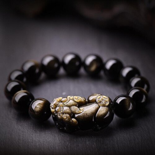 Natural Gold Obsidian Money Pixie Bracelet