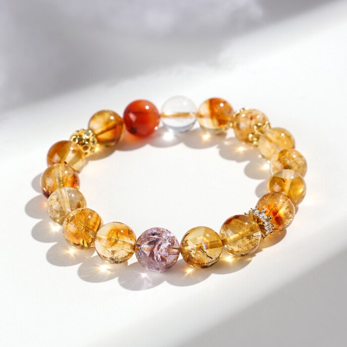 Yellow Pagoda Crystal South Red Crystal Beaded Bracelet