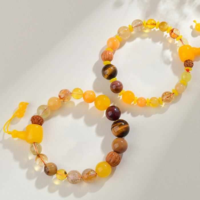 Natural Citrine and Tiger’s eye Beaded Bracelet with a Sense of Design