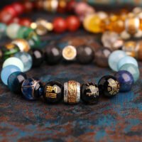 Multi-treasure natural crystal bracelet of the Four Sacred Beasts for supplementing the wood element in the five elements theory, protecting safety and bringing good fortune. It is suitable for those who lack and are in favor of the wood element.