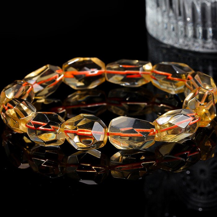 7A natural faceted citrine freeform bracelet.