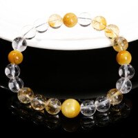Natural Yellow and White Crystal Tiger Eye Stone Bracelet