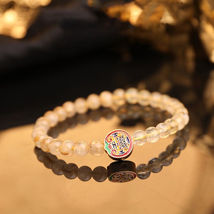 Natural golden rutilated quartz “full of gold and silver” bracelet.