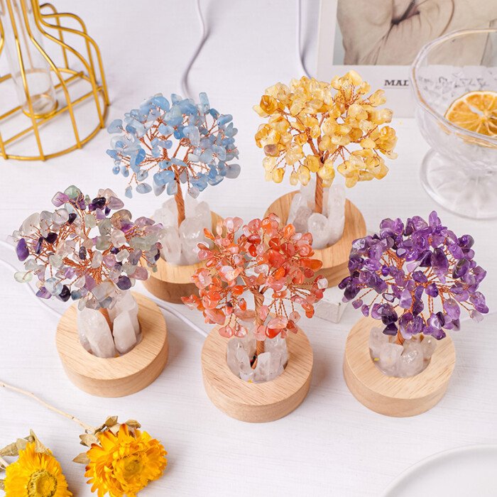 Crystal Money – Making Tree with White Crystal Column Night Light – Help you think clearly and make wise decisions