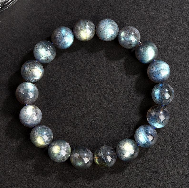 Natural Purple Grey Moonstone Purifying Magnetic Field Round Bead Bracelet