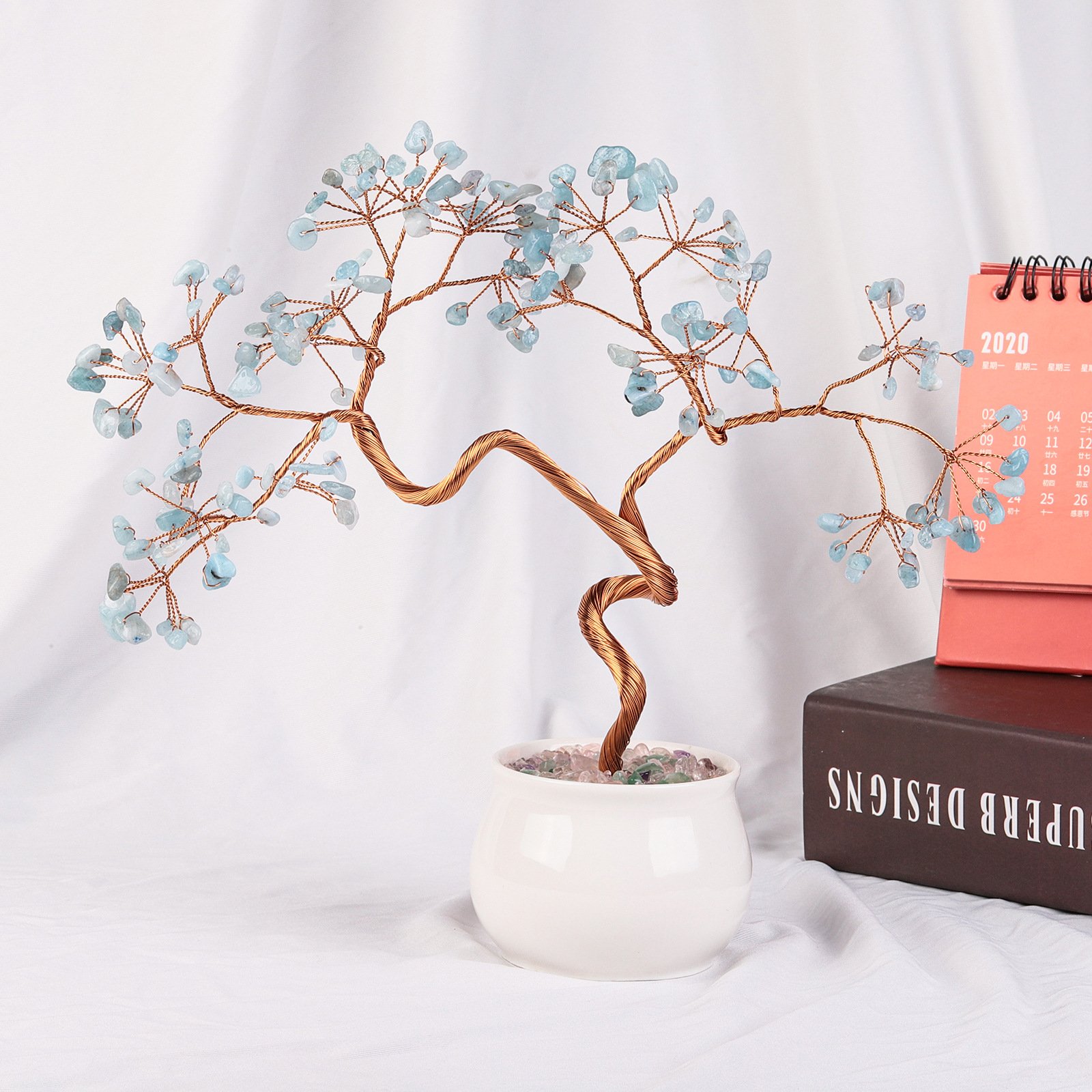Natural crystal life tree with a white ceramic flower pot base – Stimulate enthusiasm and add vitality to life - taoistcrystal.com Natural crystal life tree with a white ceramic flower pot base – Stimulate enthusiasm and add vitality to life