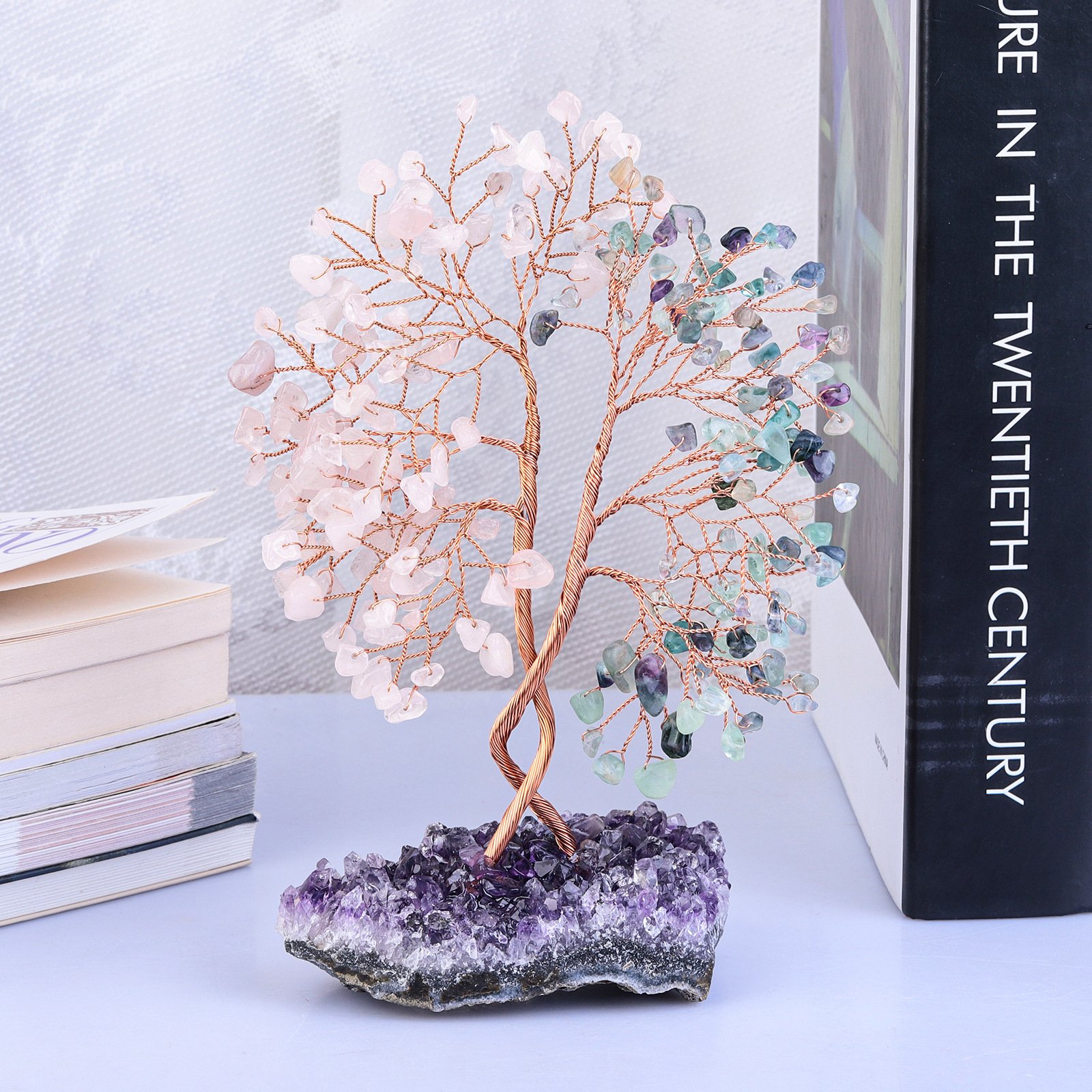 Crystal Unity Tree with Natural Amethyst Raw Ore Base – Make wishes that gather powerful energy and come true - taoistcrystal.com Crystal Unity Tree with Natural Amethyst Raw Ore Base – Make wishes that gather powerful energy and come true